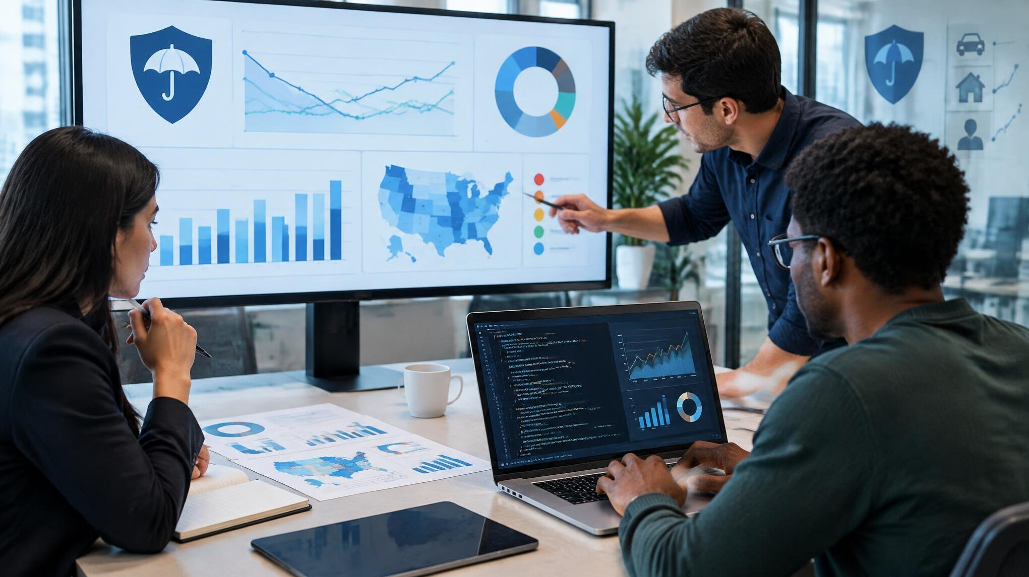 data analyst reviewing insurance charts